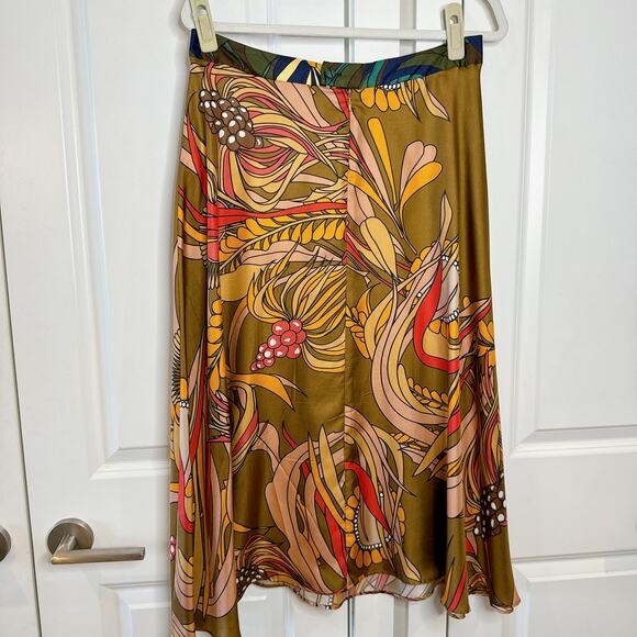 LA PRESTIC OUISTON Silk Paisley Abstract Print Flowy Midi Skirt | Medium - Picture 7 of 12